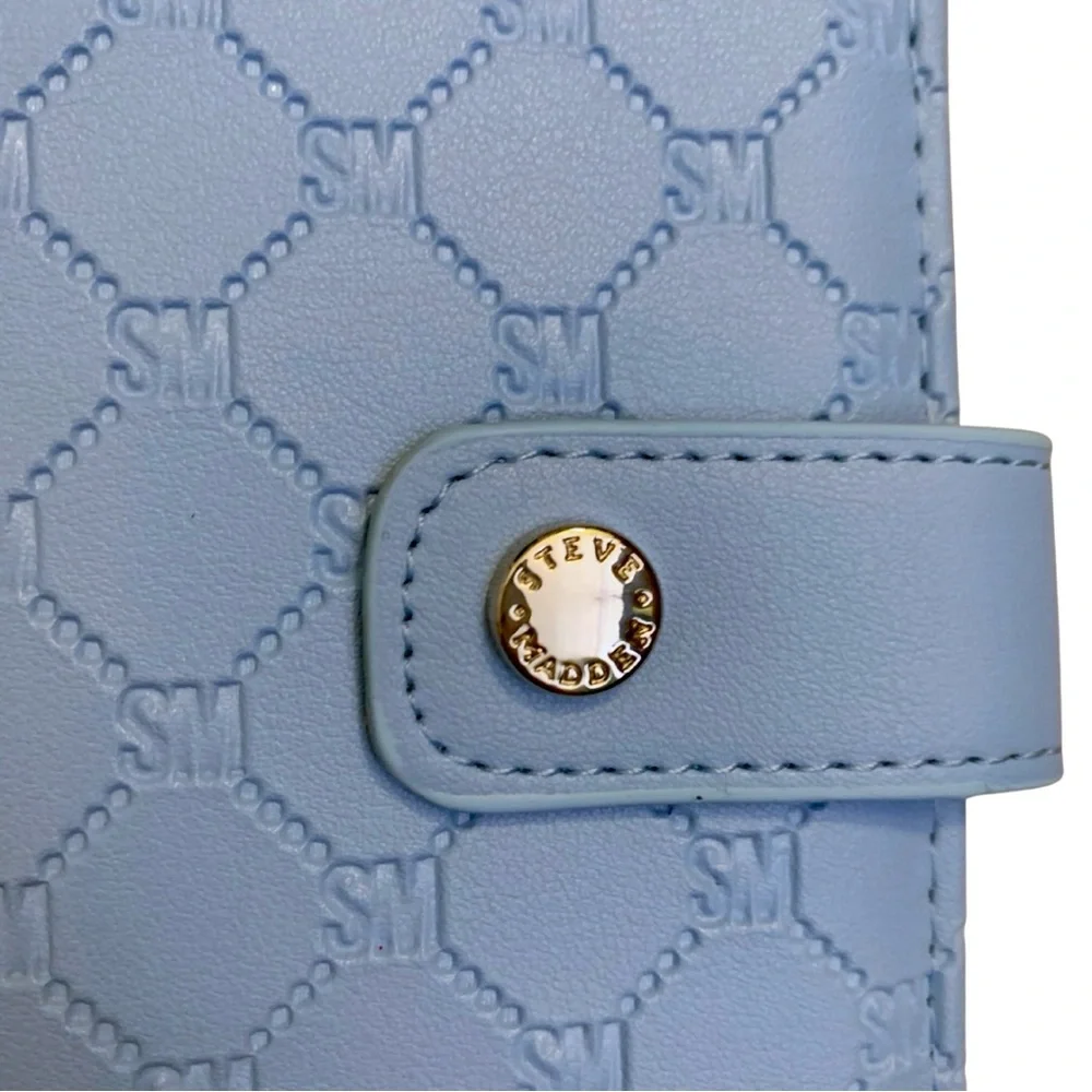 2/$30 Steve Madden Powder Blue SM Monogram Travel Passport Holder Cover Case